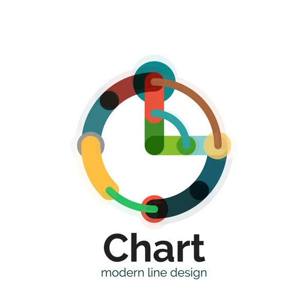 Tunn linje diagram Logotypdesign. Ikonen moderna färgglada platt diagramformatet — Stock vektor