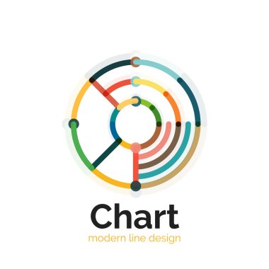 İnce bir çizgi grafik logo tasarımı. Grafik simge modern renkli düz stil
