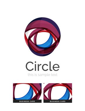 Daire logo. Şeffaf örtüşen girdap şekiller. Modern temiz iş simgesi