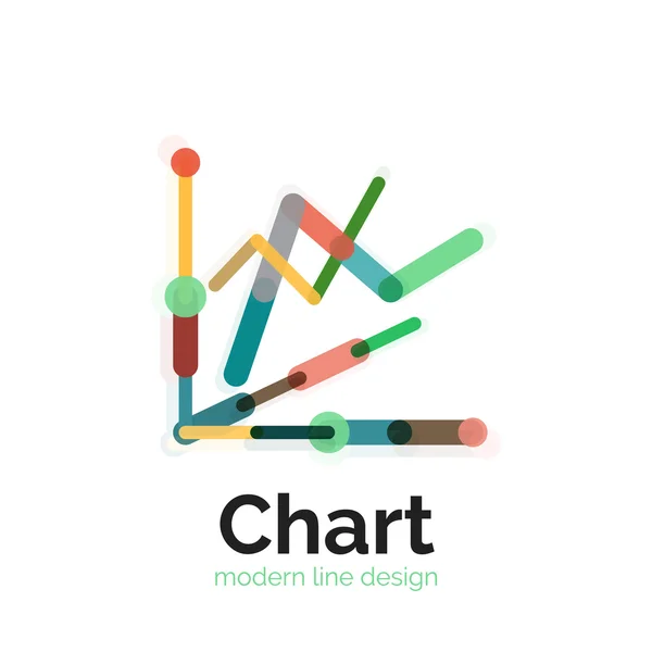 Tunn linje diagram Logotypdesign. Ikonen moderna färgglada platt diagramformatet — Stock vektor