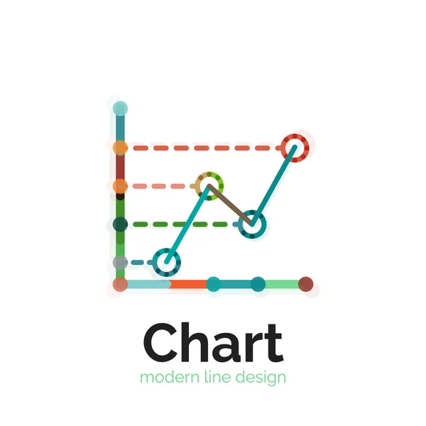 細い線グラフのロゴデザイン。グラフ アイコン モダンなカラフルなフラット スタイル — ストックベクタ