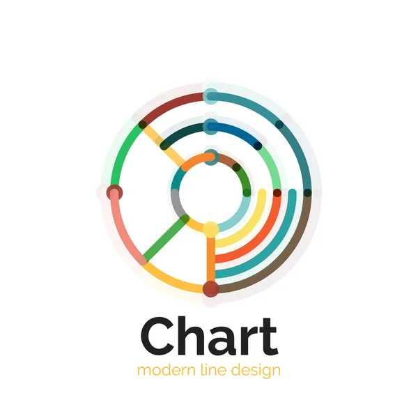 Tunn linje diagram Logotypdesign. Ikonen moderna färgglada platt diagramformatet — Stock vektor