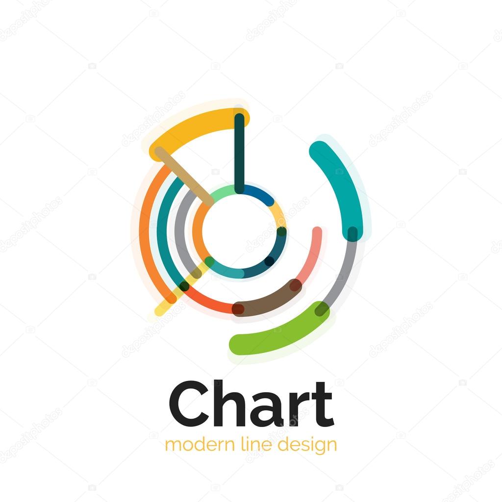 Thin line chart logo design. Graph icon modern colorful flat style. Vector icon