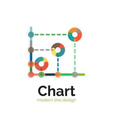 İnce bir çizgi grafik logo tasarımı. Grafik simge modern renkli düz stil