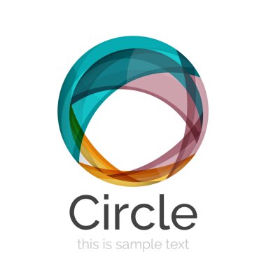 Daire logo. Şeffaf örtüşen girdap şekiller. Modern temiz iş simgesi