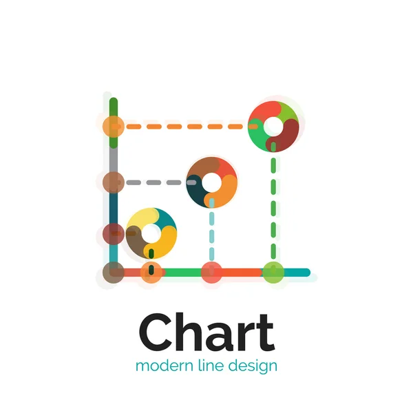 Design sottile del logo grafico a linee. icona del grafico moderno stile piatto colorato — Vettoriale Stock