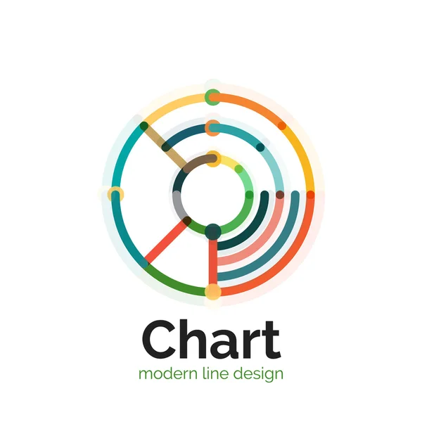 Tunn linje diagram Logotypdesign. Ikonen moderna färgglada platt diagramformatet — Stock vektor