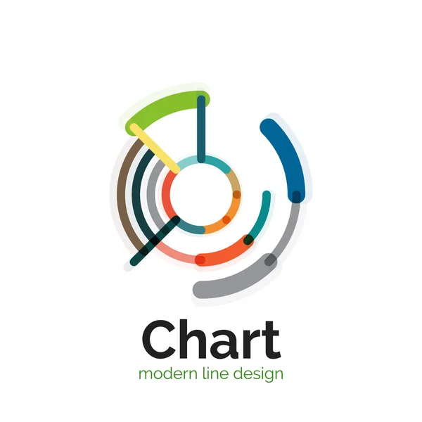 Thin line chart logo design. Graph icon modern colorful flat style — Stock Vector