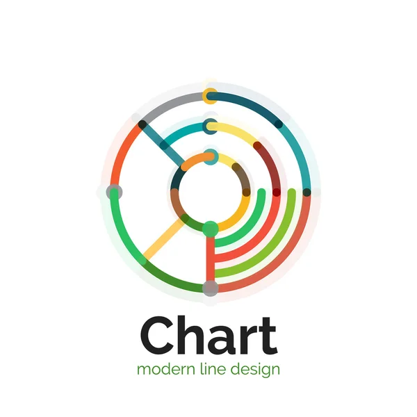 細い線グラフのロゴデザイン。グラフ アイコン モダンなカラフルなフラット スタイル — ストックベクタ
