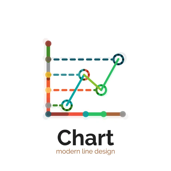 Design sottile del logo grafico a linee. icona del grafico moderno stile piatto colorato — Vettoriale Stock