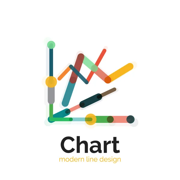 Дизайн логотипа тонкой линии графика. Иконка графика современный красочный плоский стиль — стоковый вектор