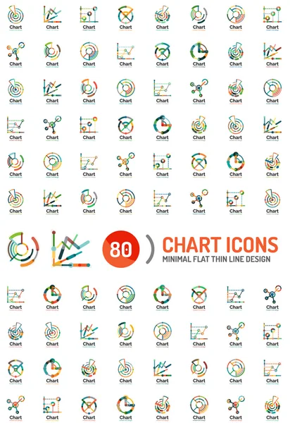 Mega collection of chart business logos — Stock Vector