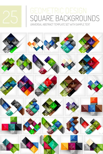 Mega collection of square geometric backgrounds — Stock Vector