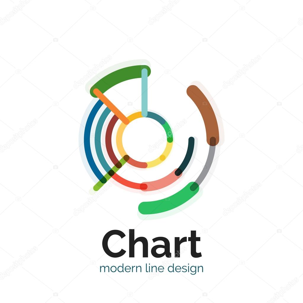 Thin line chart logo design. Graph icon modern colorful flat style. Vector icon