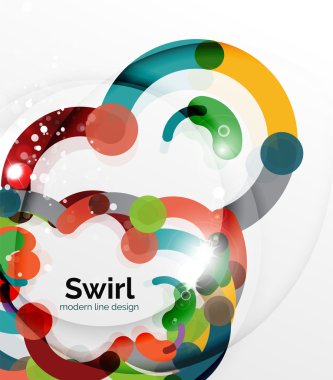Renkli düz tasarım arka plan. Girdap ve daire beyaz çizgiler şeklinde