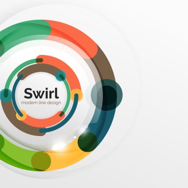 Renkli düz tasarım arka plan. Girdap ve daire beyaz çizgiler şeklinde
