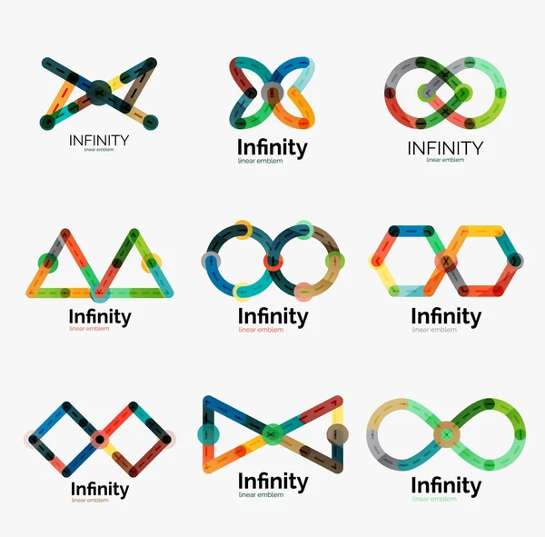 Vector infinity logotyp set, platt färgglada ikoner — Stock vektor