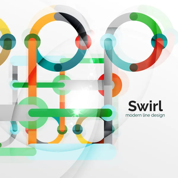 Красочный плоский дизайн абстрактного фона. Линии в форме круга и круга на белом — стоковый вектор