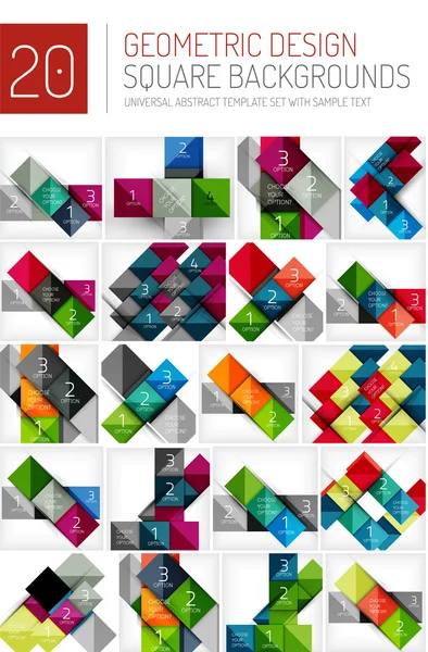 Mega collection of square geometric backgrounds — Stock Vector
