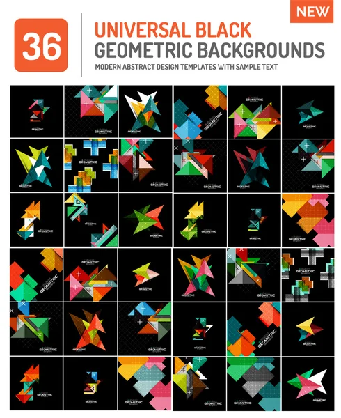 Mega raccolta di composizioni di forma geometrica nera — Vettoriale Stock