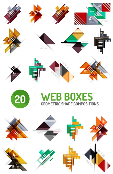 Set of web internet boxes with buttons and sample text — Stock Vector