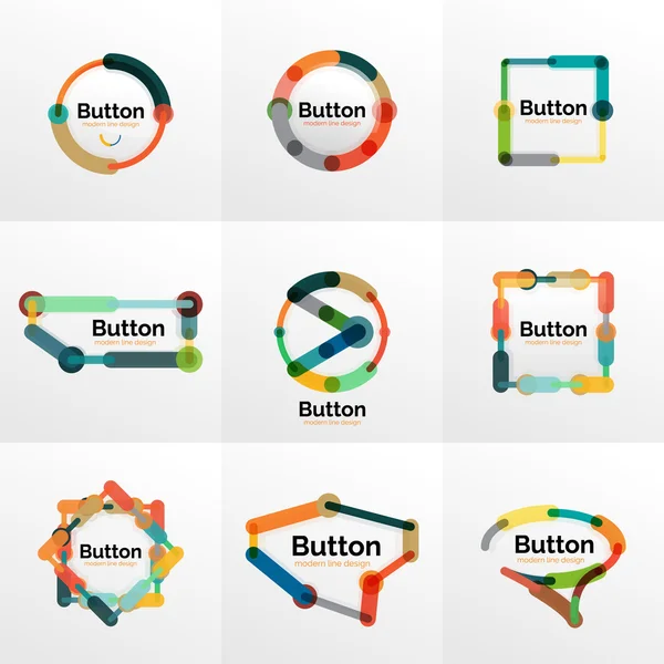 Conjunto de botões geométricos de design de linha fina, ilustração plana — Vetor de Stock