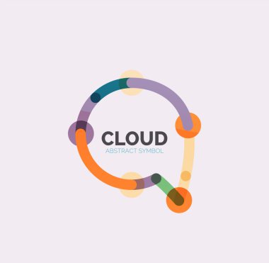 Düz doğrusal tasarım konuşma bulut logosunu görmeniz gerekir. Konuşma balonu, modern geometrik endüstriyel ince satırı simgesi