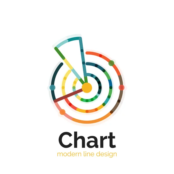 Cienka linia wykresu projektowanie logo. Wykres ikona kolorowy płaski nowoczesne — Wektor stockowy