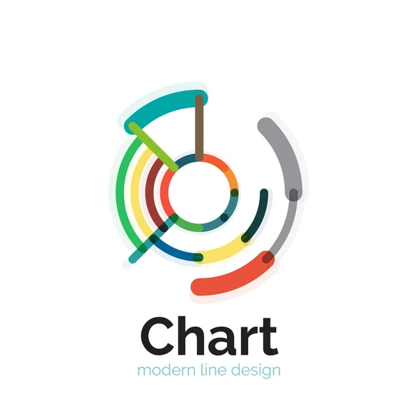 細い線グラフのロゴデザイン。グラフ アイコン モダンなカラフルなフラット スタイル — ストックベクタ