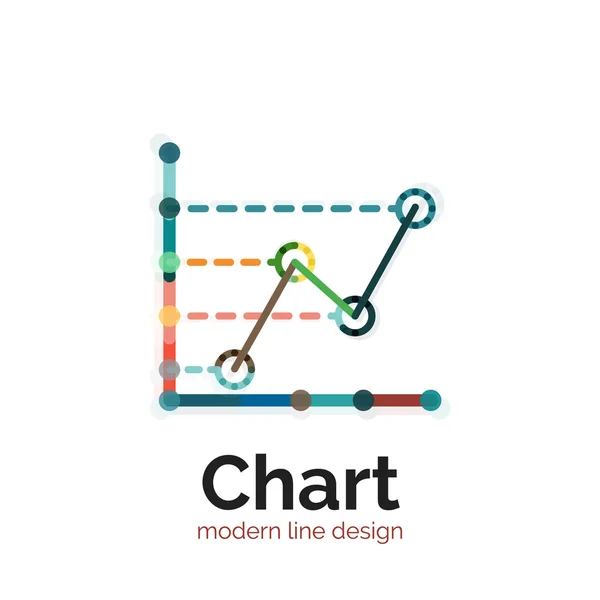 細い線グラフのロゴデザイン。グラフ アイコン モダンなカラフルなフラット スタイル — ストックベクタ