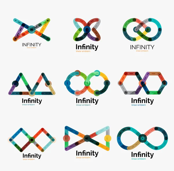 Conjunto de logotipo infinito vectorial, iconos de colores planos — Vector de stock