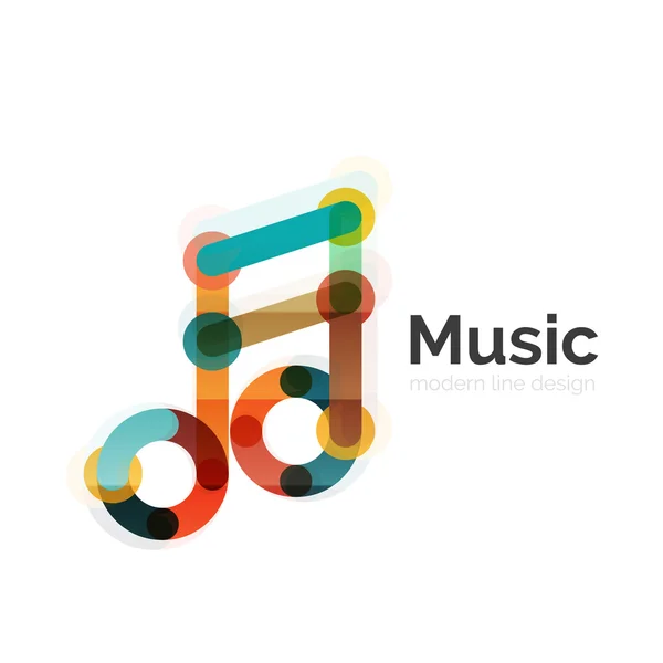 Logo della nota musicale, design geometrico piatto a linea sottile — Vettoriale Stock