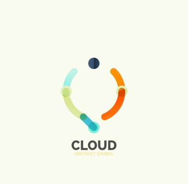 Düz doğrusal tasarım konuşma bulut logosunu görmeniz gerekir. Konuşma balonu, modern geometrik endüstriyel ince satırı simgesi