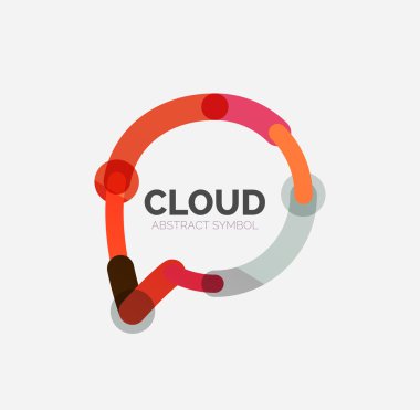 Düz doğrusal tasarım konuşma bulut logosunu görmeniz gerekir. Konuşma balonu, modern geometrik endüstriyel ince satırı simgesi