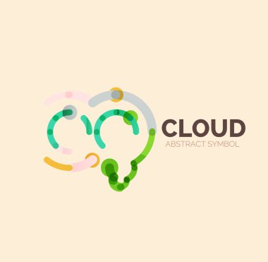 Düz doğrusal tasarım konuşma bulut logosunu görmeniz gerekir. Konuşma balonu, modern geometrik endüstriyel ince satırı simgesi