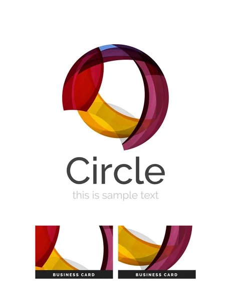 Circle logo. Transparent overlapping swirl shapes. Modern clean business icon — Stock Vector