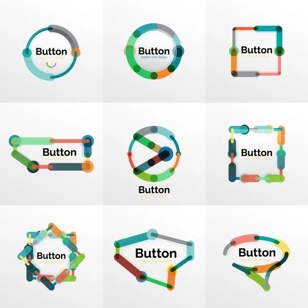 Conjunto de botões geométricos de design de linha fina, ilustração plana — Vetor de Stock