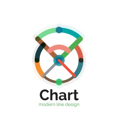 İnce bir çizgi grafik logo tasarımı. Grafik simge modern renkli düz stil