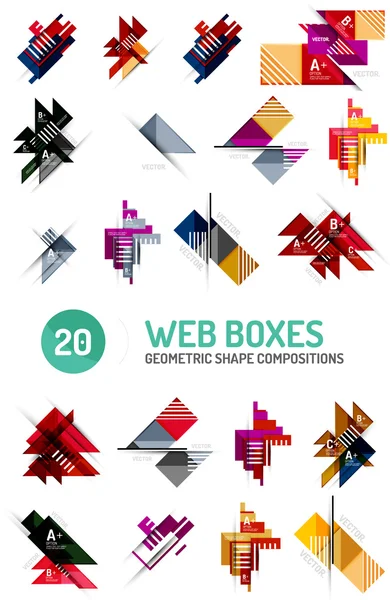 Conjunto de cajas de internet web con botones y texto de muestra — Archivo Imágenes Vectoriales