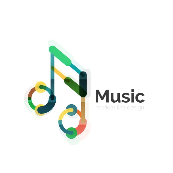 Логотип музыкальной ноты, плоская тонкая линия геометрического дизайна — стоковый вектор