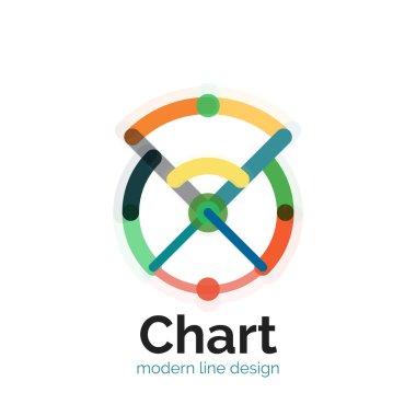 İnce bir çizgi grafik logo tasarımı. Grafik simge modern renkli düz stil