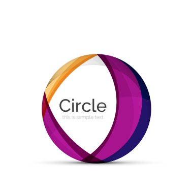 Daire logo. Şeffaf örtüşen girdap şekiller. Modern temiz iş simgesi