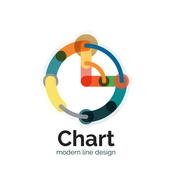 Tunn linje diagram Logotypdesign. Ikonen moderna färgglada platt diagramformatet — Stock vektor