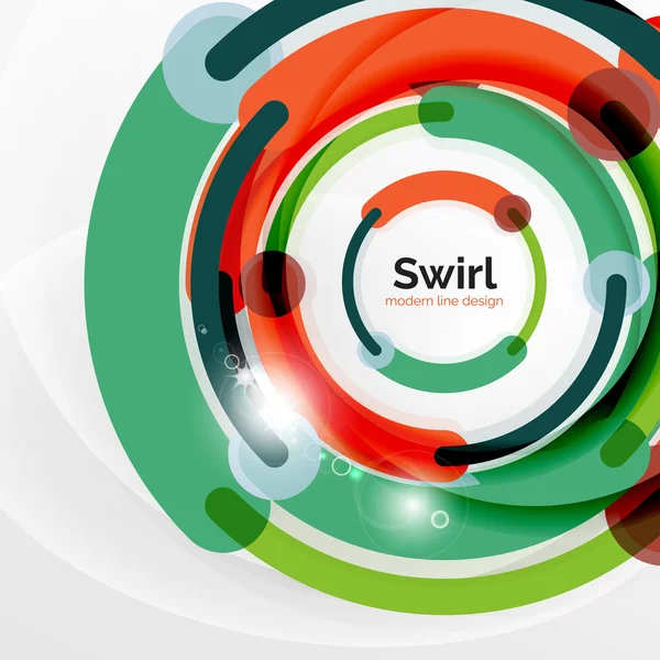 Kleurrijke platte ontwerp abstracte achtergrond. Swirl en cirkel vormige lijnen op wit — Stockvector