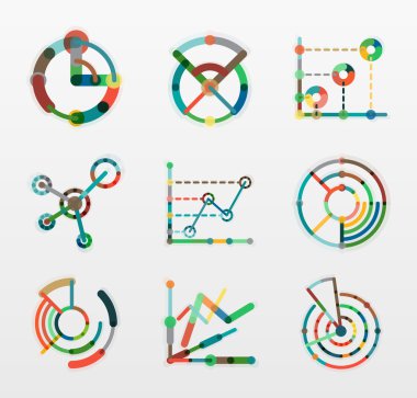 İnce bir çizgi grafik logo koymak. Grafik simgeler modern renkli düz stil