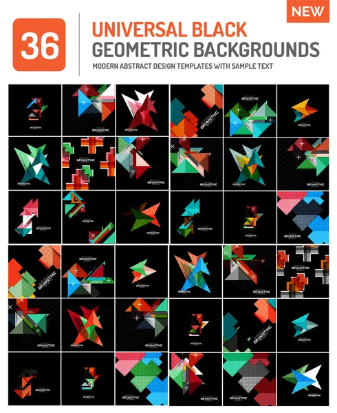 Mega-Sammlung schwarzer geometrischer Formkompositionen — Stockvektor
