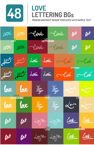 Set di parole d'amore lettering design — Vettoriale Stock