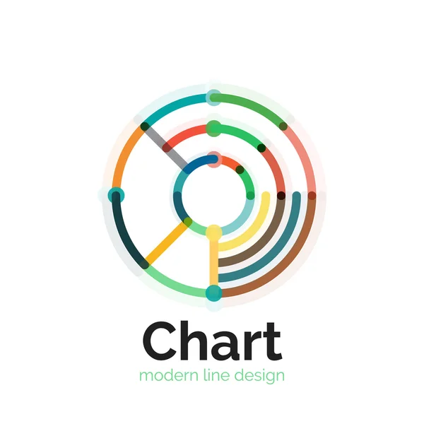 細い線グラフのロゴデザイン。グラフ アイコン モダンなカラフルなフラット スタイル — ストックベクタ