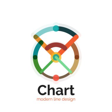 İnce bir çizgi grafik logo tasarımı. Grafik simge modern renkli düz stil