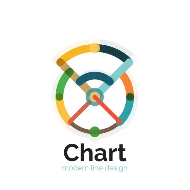 İnce bir çizgi grafik logo tasarımı. Grafik simge modern renkli düz stil